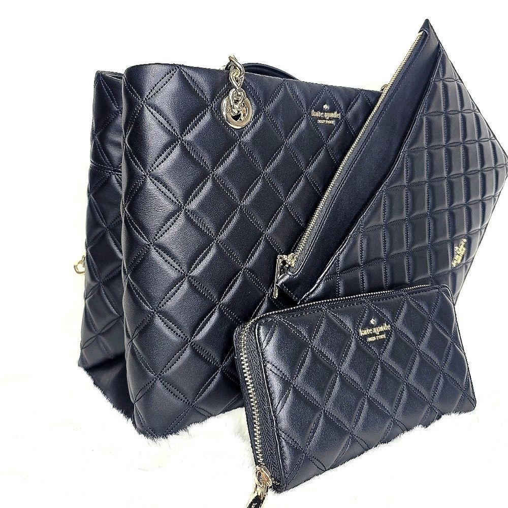 💋 NW kate spade New York 3 Set Leather Designer Purse Bag 3 in 1 Wallet + Pouch - Picture 15 of 15